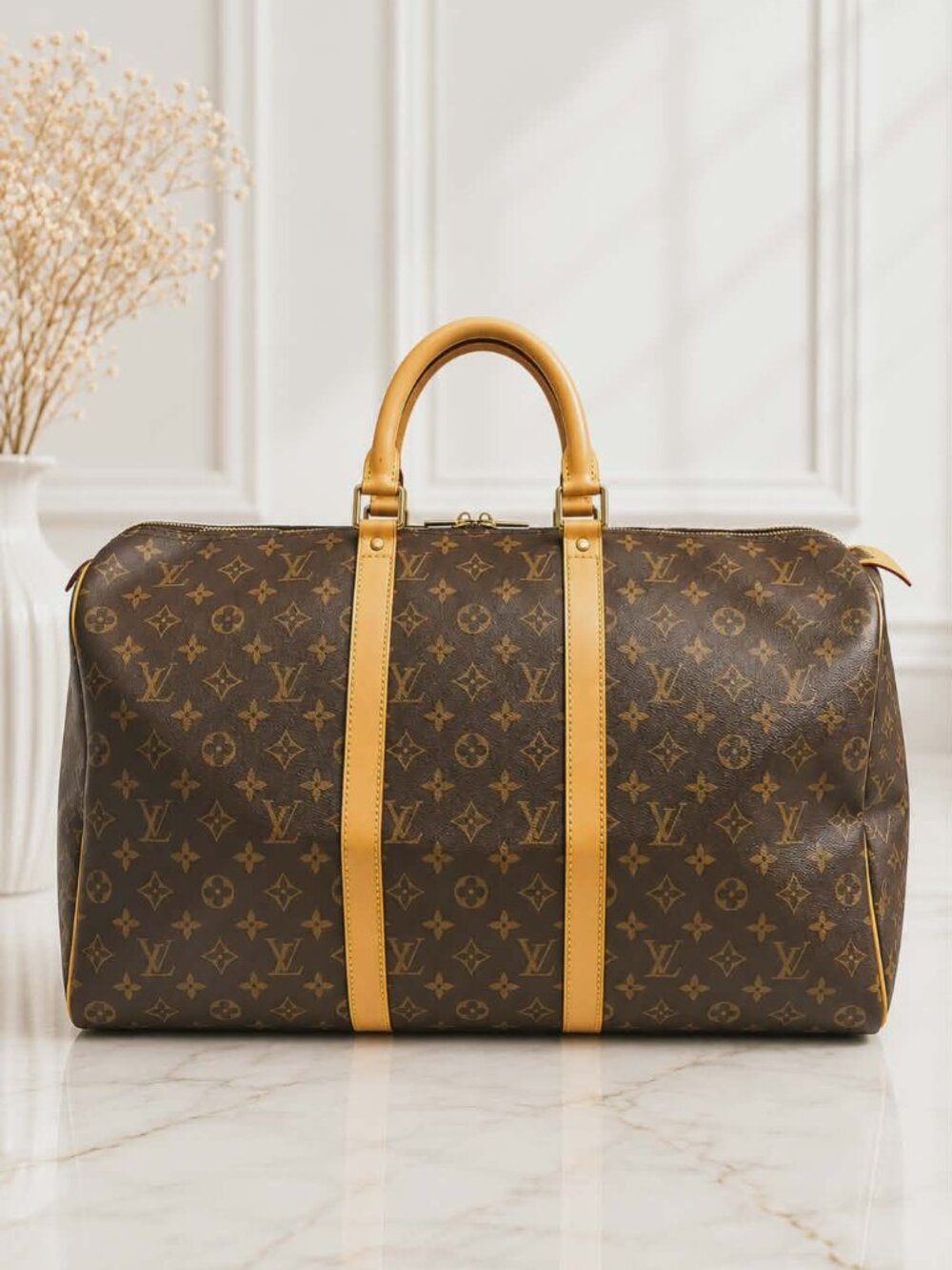 Authentic Louis Vuitton Keepall 50 Monogram Canvas Duffle Travel Bag Vintage